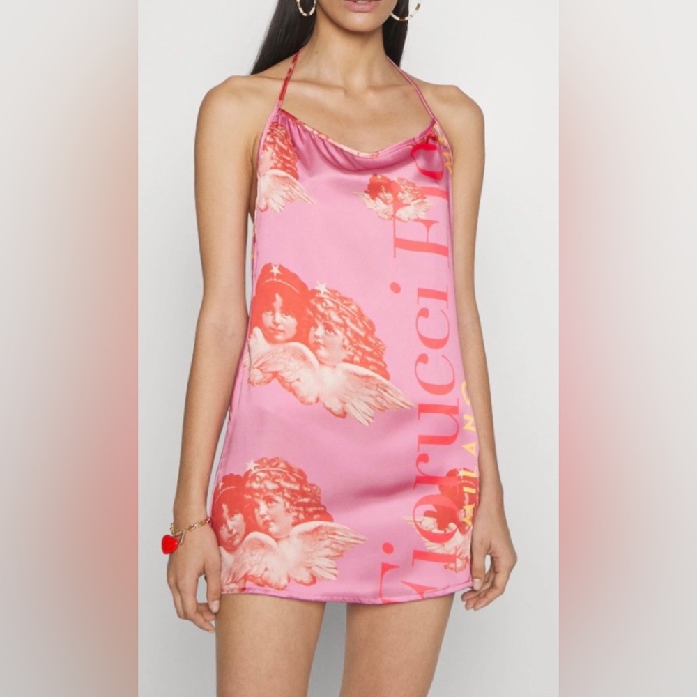 Fiorucci Milano Halter Satin Mini Dress size M
